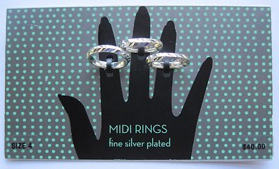 3 piece Silver Plated Midi Finger Knuckle Toe Rings Set $40 FREE S&H Trendy Punk
