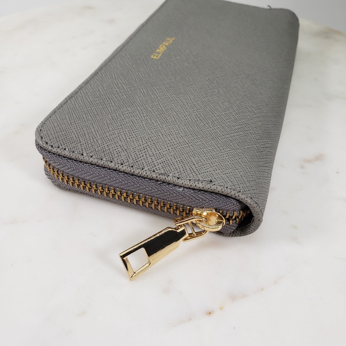 ☆COURONNE☆ KalmiaKalmia long wallet RCWDX24112BKX Elimpaul Full Zip Wallet Clutch Gray ID Coin Cards 7.5