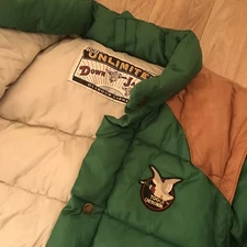 VINTAGE chevignon Unlimited PUFFER jacket down duvet leather men's green size L