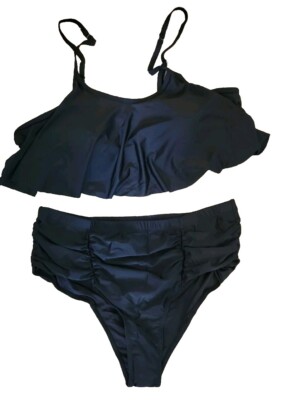 Women's Black High-Waist Bikini Swimsuit Size 3XL