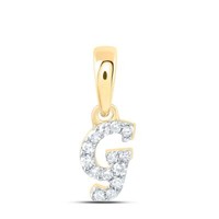 10K Gelbgold Echter Diamant Damen Blockschrift Initial G Mini AnhäNger 1/20 Ct