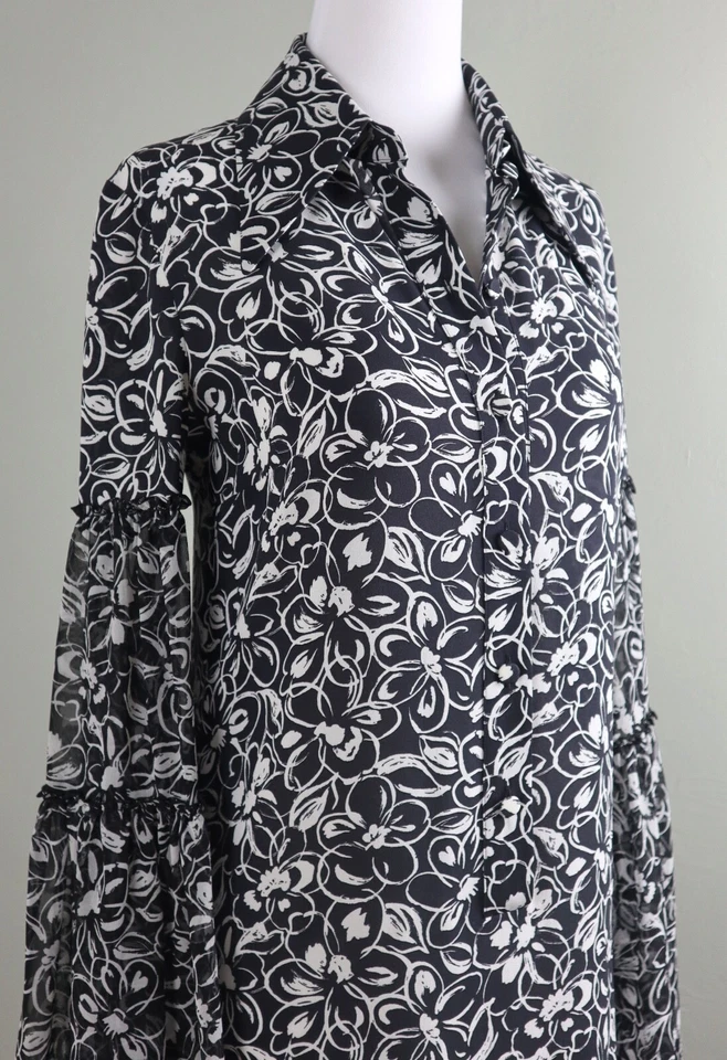 MICHAEL KORS Collection Italy $2,290 Floral 100% Silk Sheer Maxi Dress Size 2 - Image 3 of 4