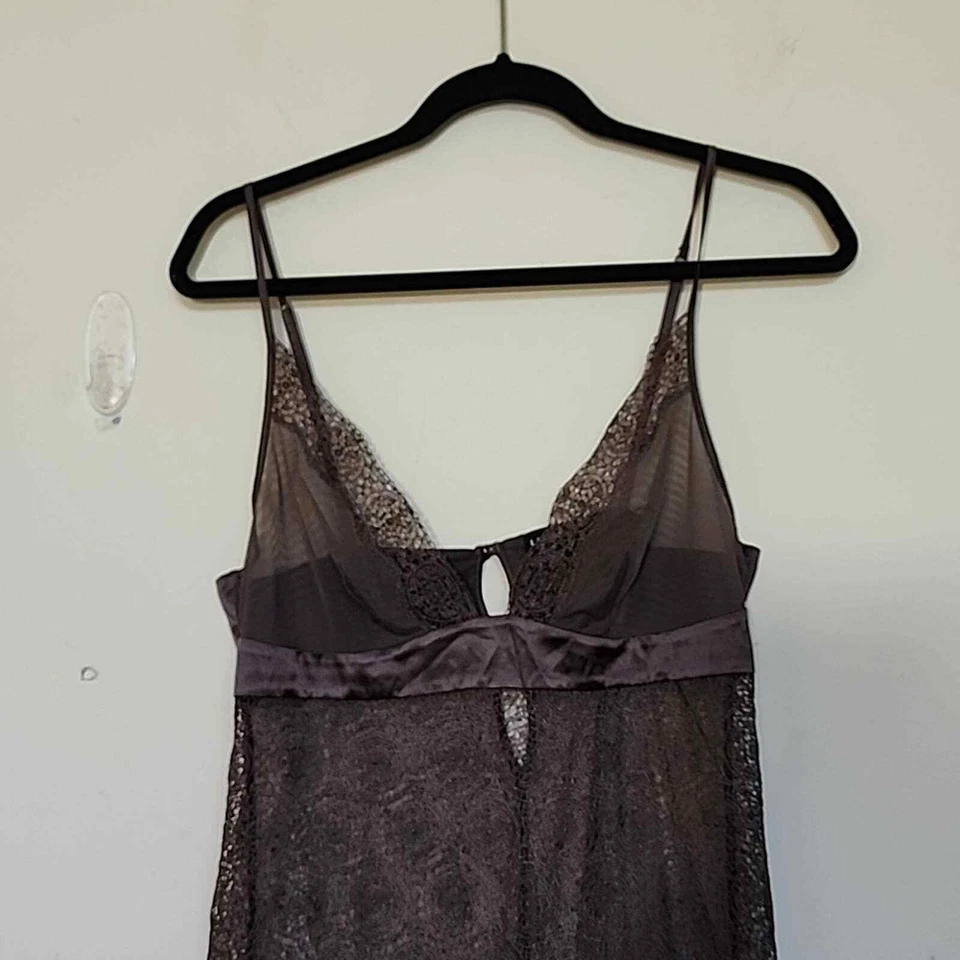 Babydoll La Perla Encaje Semi Transparente Medallón Chemise Marrón Talla 3 Foto 4 de 4