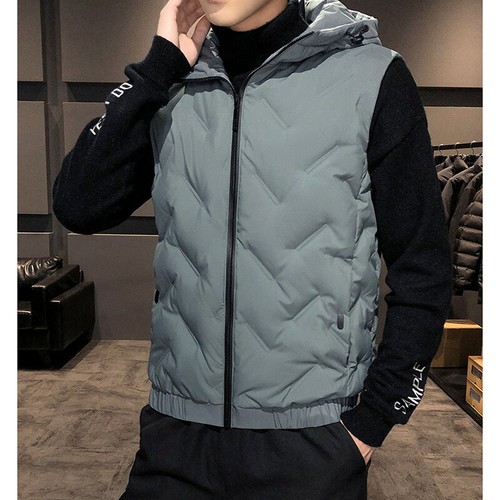 Men Duck Down Quilted Hooded Waistcoat 