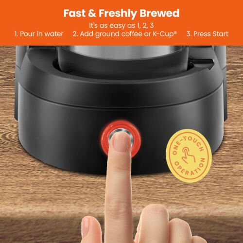 Chefman Single-Serve-Kaffeemaschine: K-Tasse & gemahlen kompatibel, einzelne Tasse 6-12 Unzen - Bild 3 von 7
