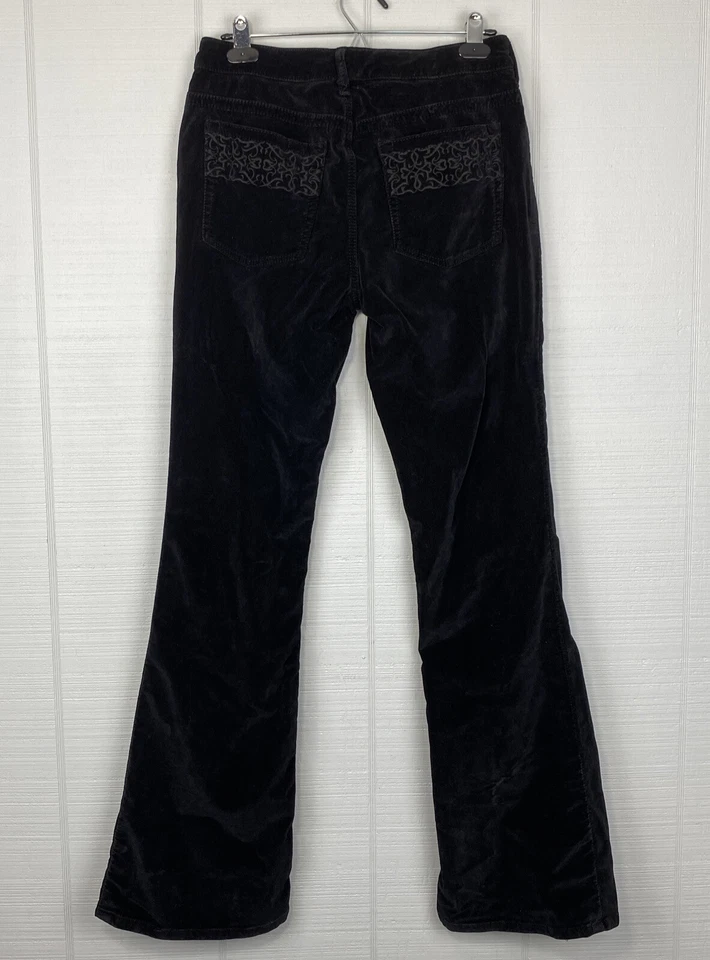 Pantalones de Terciopelo Negro Color Puro Corte Bota Acampanado Bordado Talla 29 Foto 3 de 4