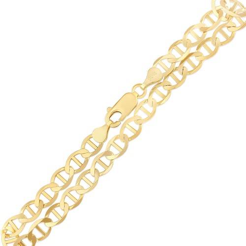 14K Yellow Solid Gold 5.5mm Flat Mariner Chain Necklace with Lobster Clasp - 第 1/5 張圖片