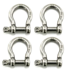 4PCS 5/16" 8mm Screw Pin Anchor Shackle Stainless Steel Heavy Duty Bow Shape