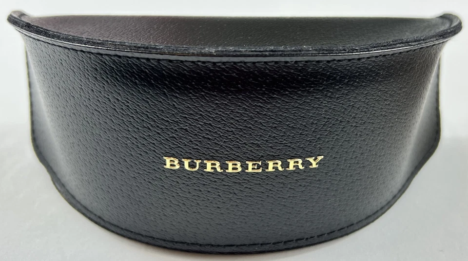 Estuche para gafas Burberry de cuero negro con letras doradas elevadas extra grande nuevo Foto 3 de 4