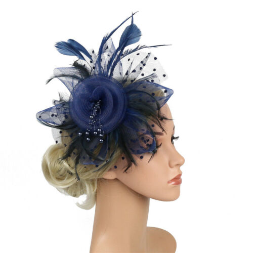 Women Fascinator Hat Cocktail Tea Party Hat Headband Flower Feather Hair Clip - Picture 17 of 23