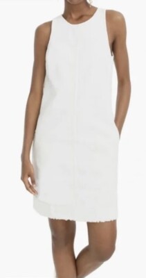 jcrew white denim dress j crew trademark white denim dress pockets sleeveless sheath cotton 00