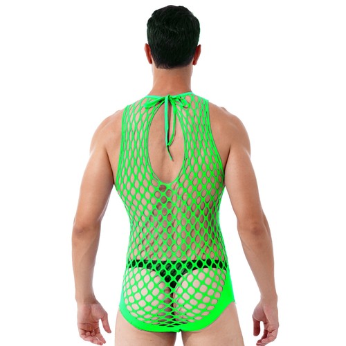 Men's Wrestling Singlet Bodysuit Sexy Fishnet Hollow Out Jumpsuit Underwear - Afbeelding 24 van 186