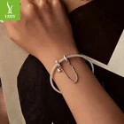 VALENTINO Ciondolo quotidiano alla moda argento 925 perline stella e lunari catena di sicurezza adattabile braccialetti