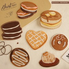 10PCS Self Adhesive Cartoon Food Embroidered Patches Biscuit Applique DIY