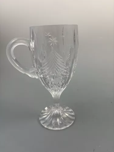 Mikasa CHRISTMAS TREE Cut Crystal Clear Heavy Irish Mug Coffee Footed Pedestal