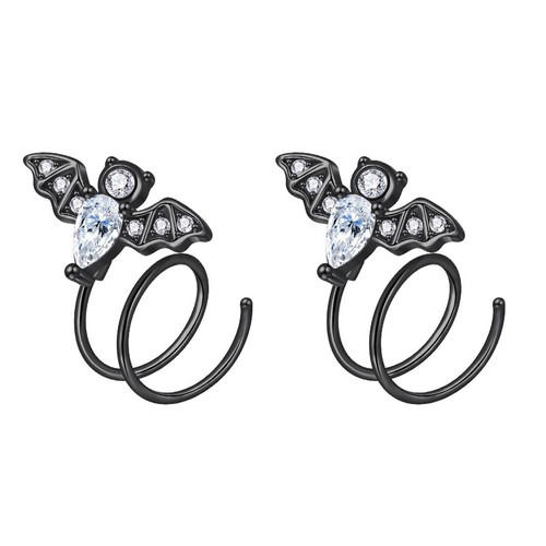 2PCS Double Hoop Spiral Nose Ring 16g Chain Dangle Nose Rings Studs Piercing 20G - Picture 33 of 34