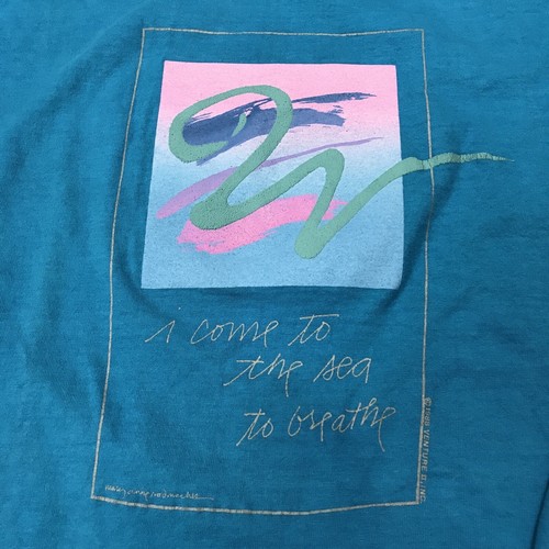 Camiseta De Colección Años 80 Oregon Gráfico Cannon Beach L/S Hecha en EE. UU. Oneida Azul Talla L 42-44 - Imagen 5 de 9