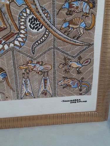 Churinga Traditional Australian Stitched Art, Framed 74×53cm - Picture 4 of 8