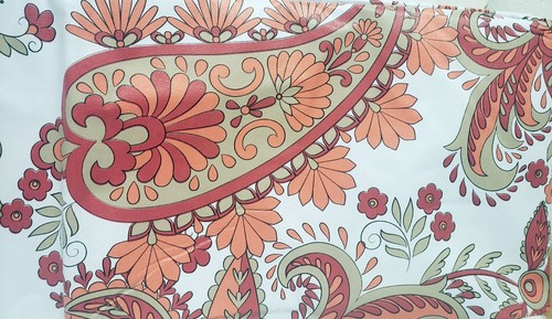 Superior Vinyl Flannel Back Tablecloth, 60" Round (4-6 ppl) FLOWERS & PAISLEY #3 - Picture 3 of 10