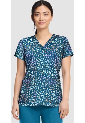 Magical Cheetah Med Couture Print Scrub V Neck Top MC8564 MLCC