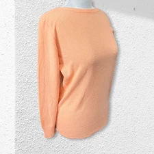 Vintage Abraham & Straus SOFT Long Sleeve Sweater SIZE L Orange Peach Boat Neck