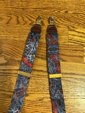Blue and Red Paisley Clip Suspenders