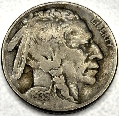 1935-P Buffalo 🦬 Indian Head Nickel 5c VG Very Good - 1107