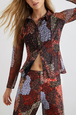Desigual Women's Multicolour Buttoned Long Sleeve Shirt Size S  21WWCK01