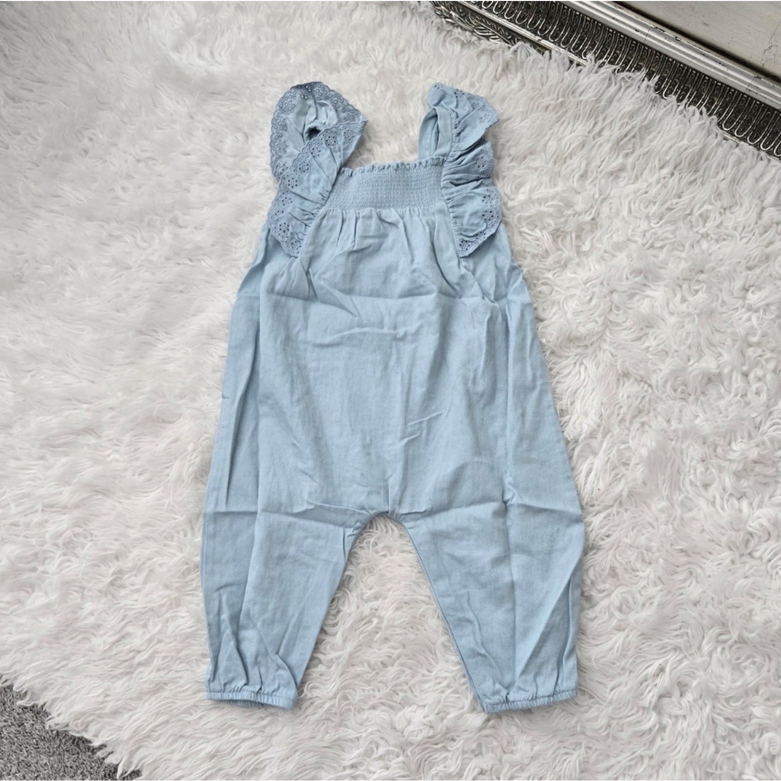 Quincy Mae Nova Romper in Chambray. Size 18-24 months. New.Sweet full length r