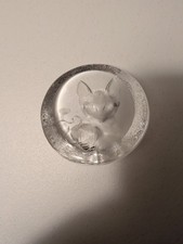 Mats Jonasson Crystal Glass Paperweight Etche...