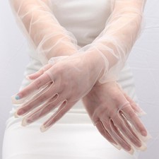 Fashion Long Sheer Tulle Gloves Ultra Thin Stretchy Full Finger Mittens Mesh Elb