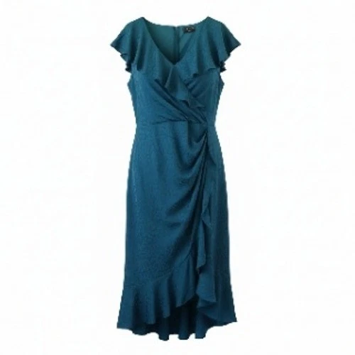 xs formal dresses Poly USA 9410 Applique Sleeveless Layered Slit Gown