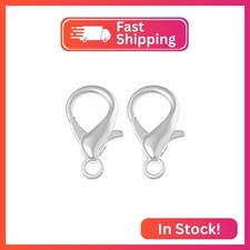 50pcs Silver Plated Trigger Lobster Claw Clasp 15mm 0.59 Inch for DIY Craft Br