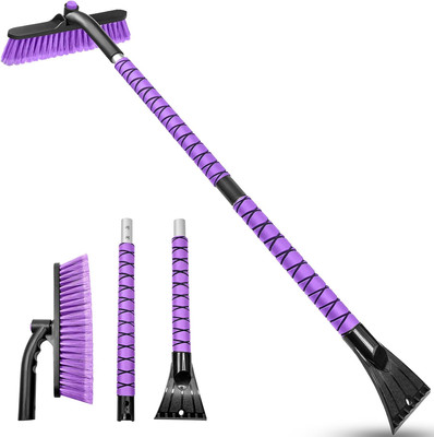 42.5 Inch Car Scraper Snow Brush, 12.6 Inch Large Brush Head with Ice Scraper fo