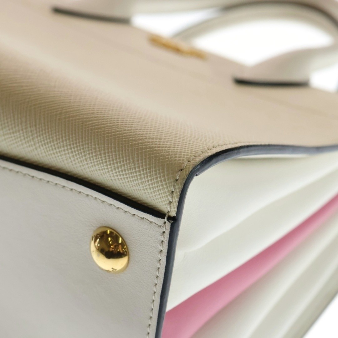 PRADA Bibriotake 2-way Backpack Handbag Shoulder Bag white x pink Saffiano Used thumbnail 5