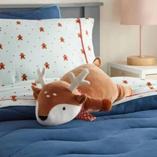 2025 Holiday Brown Deer/Reindeer Weighted Plush Kids' Throw Pillow by Pillowfort