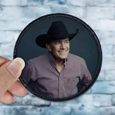 George Strait Patch Sew/Iron on with Embroidered Border for Hats, Shirts, Jacket