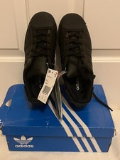Adidas Originals Superstar Size 5 Kids Lace Up Black Boys Matte Brand New