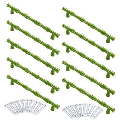 10pcs Cabinet Handles Hole Centers 5bamboo Shape Kitchen Cupboard Dresser Close