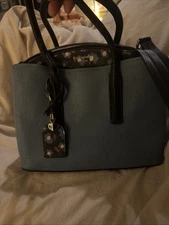 Kate Spade New York Floral Leather Handbag Blue With Adjustable Strap