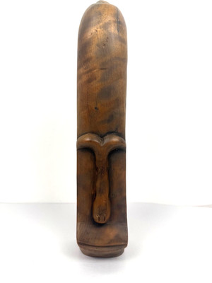 Vintage Hand Carved Wood Face Sculpture Folk Art Primitive Carving 14X3''