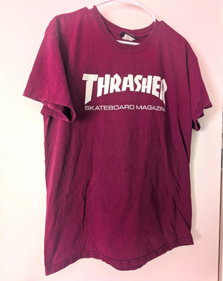 Thrasher Boys L Burgundy Cotton Crew Neck Short Sleeve Graphic Logo Tee