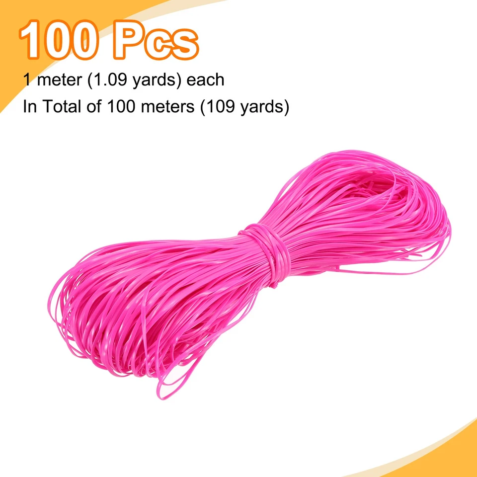 100pcs Plastic Landyard String, 1m Gimp Boondoggle Cord for Crafts, Rose Red - Image 3 of 4