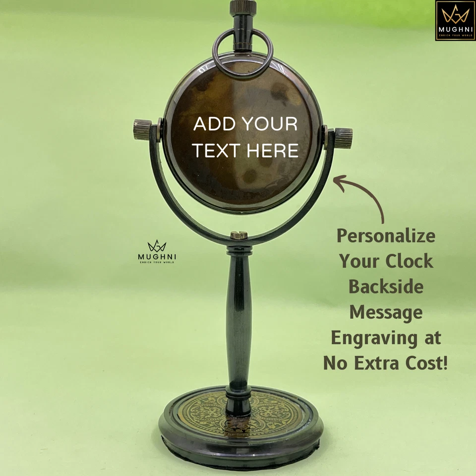 Brass Table Clock Antique Finish Engraved Personalized Gift Desk Office Decor - Image 2 of 4