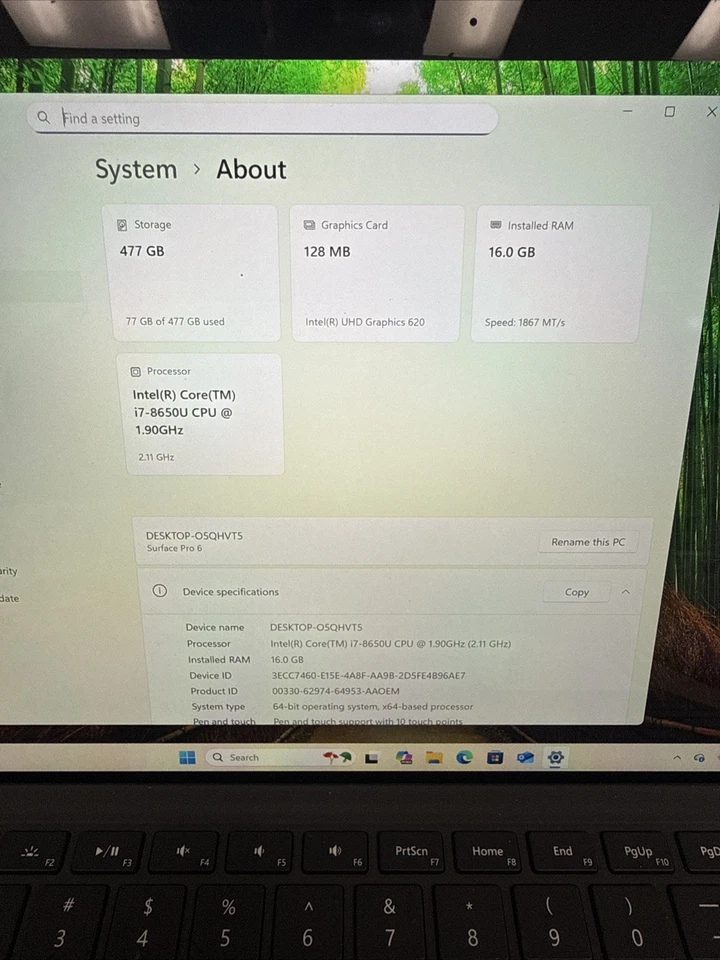 Surface Pro 6 1796 i7-8650U 1.9GHz 16GB RAM 512GB SSD 12.3" Táctil Win 11 Pro Foto 2 de 4