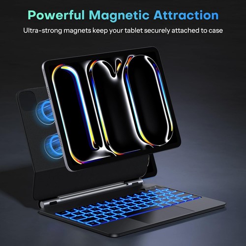 OMOTON per iPad Pro 11 pollici custodia tastiera magnetica (M4, 2024), Bluetooth senza fili - Foto 4 di 8