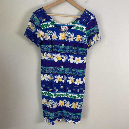 Vintage Jams World Size 3 Orchid Mini Button Up Dress Blue Floral Short Sleeve - Picture 8 of 12