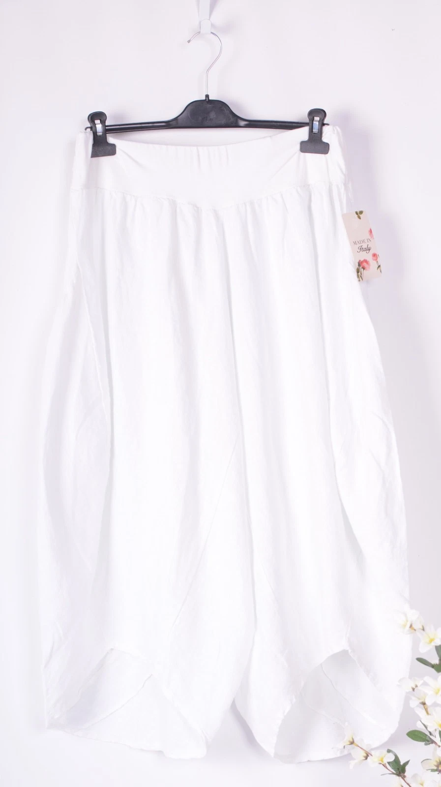 Lagenlook Linen Balloon/Tulip Trousers Harem Pants White Size 16/18 - B128