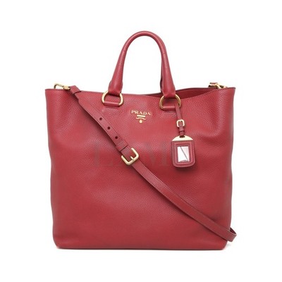 Prada Vitello Daino Tote Bag Red 3-Way Shoulder Bag BN1713 | eBay