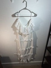 Women's White Ruffle Vestique Maxi Dress Strapless